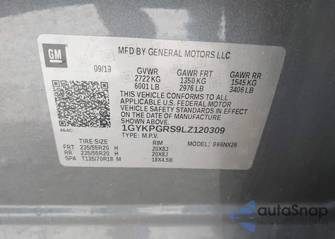 2020 Cadillac Xt6 Awd Sport z USA, uszkodzony, nr VIN 1GYKPGRS9LZ120309